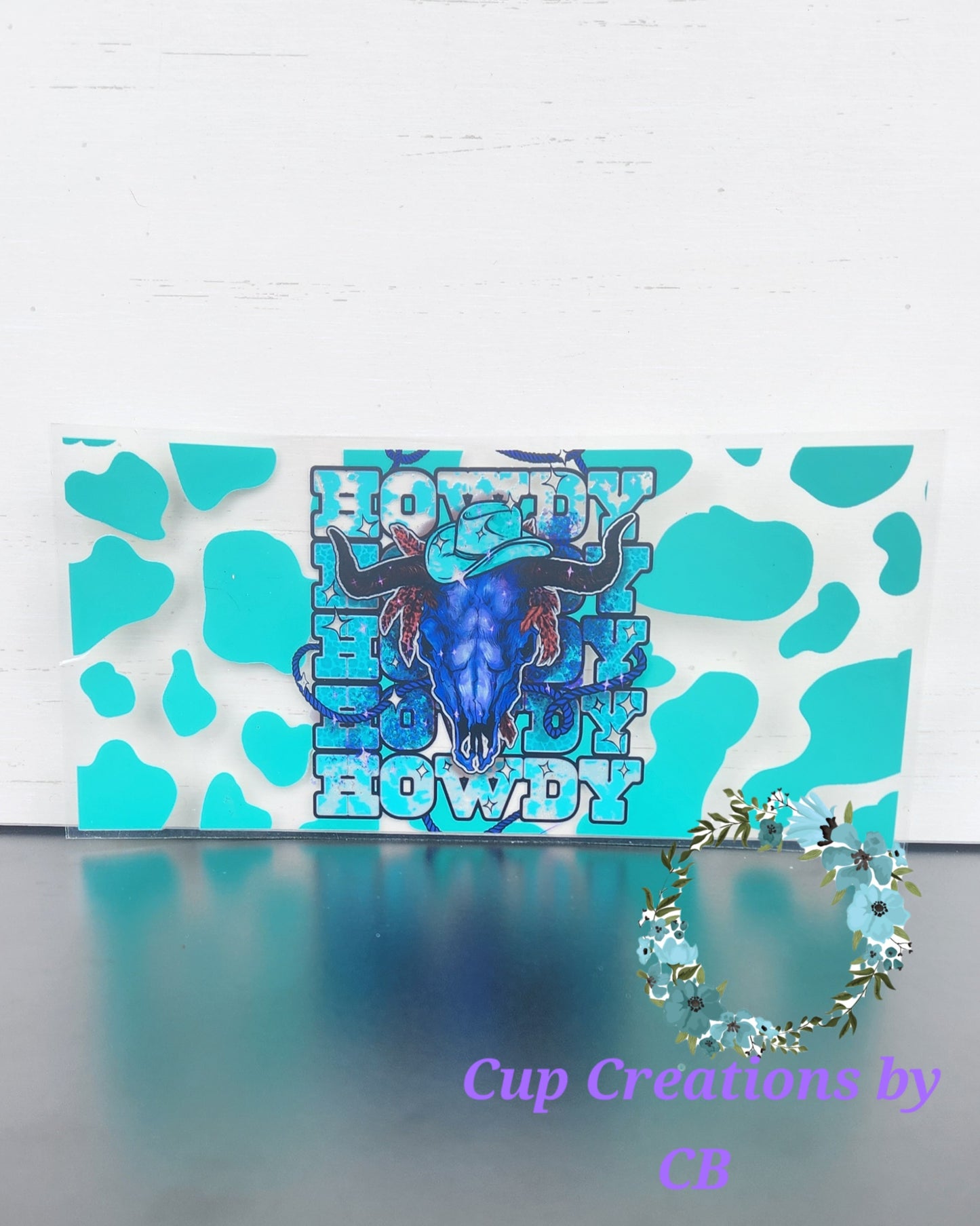 Howdy Turquoise Cow Print