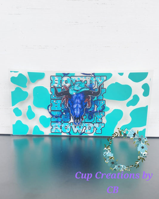 Howdy Turquoise Cow Print